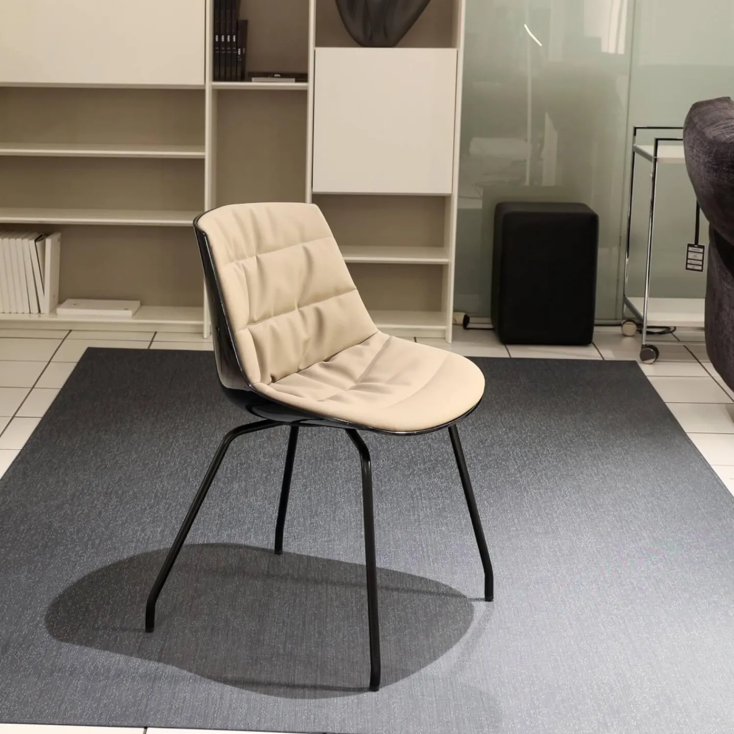 MDF Italia Einzelstühle|Stuhl Flow Chair Gepolstert Bezug Stoff F Londra R304 Farbe 5 Schlamm Gestell S041 Graftitgrau
