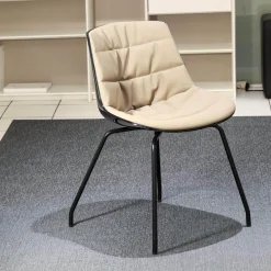 MDF Italia Einzelstühle|Stuhl Flow Chair Gepolstert Bezug Stoff F Londra R304 Farbe 5 Schlamm Gestell S041 Graftitgrau