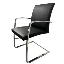 Spiegels Einzelstühle|Stuhl Freischwinger Paco Leder Schwarz Nappa