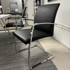 Spiegels Einzelstühle|Stuhl Freischwinger Paco Leder Schwarz Nappa