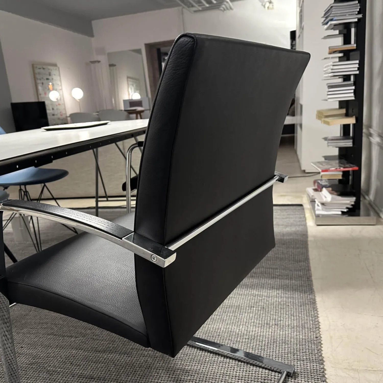 Spiegels Einzelstühle|Stuhl Freischwinger Paco Leder Schwarz Nappa