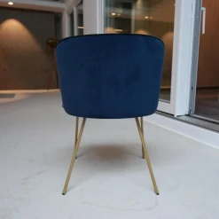 KFF Einzelstühle|Stuhl Gaia Line V1 Sitz Stoff Seven Onyx 169 Rücken Stoff Seven Navi 46 Gestell Messing