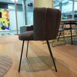 KFF Einzelstühle|Stuhl Gaia Sitz Leder Siena Schwarz Anthrazit Rücken Stoff Lisboa 01 Grau Metallgestell Schwarz