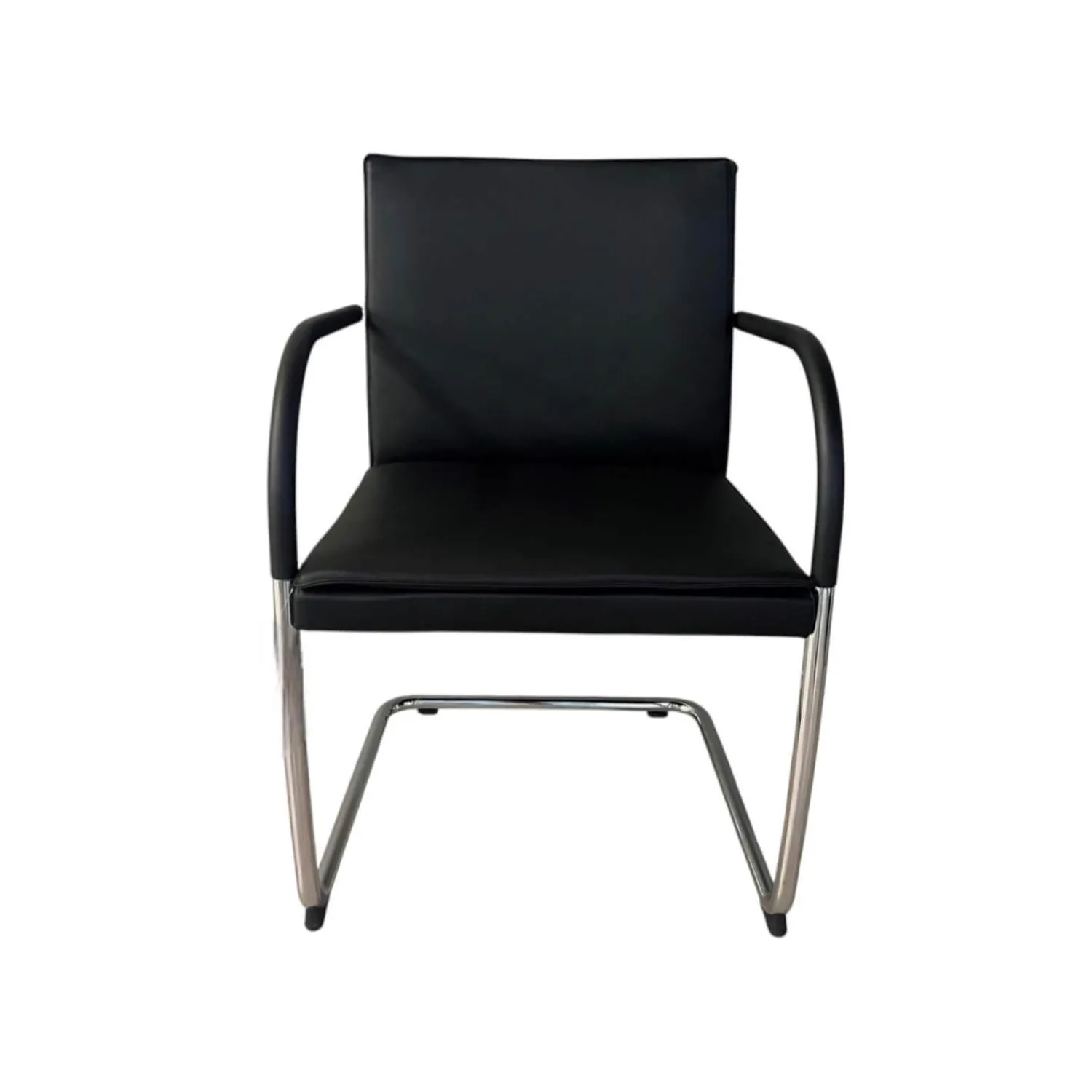 Walter Knoll Einzelstühle|Stuhl George 1567 Leder Select 40 Schwarz Gestell Rundrohrstahl Hochglanz Verchromt
