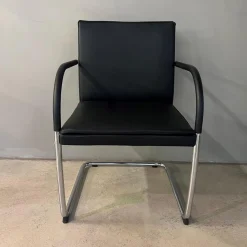 Walter Knoll Einzelstühle|Stuhl George 1567 Leder Select 40 Schwarz Gestell Rundrohrstahl Hochglanz Verchromt