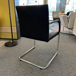 Walter Knoll Einzelstühle|Stuhl George Leder Schwarz Gestell Chrom Silber