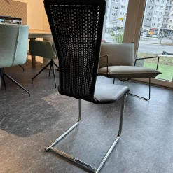 Bacher Einzelstühle|Stuhl Giacomo Bezug Leder Schwarz Gestell Verchromt