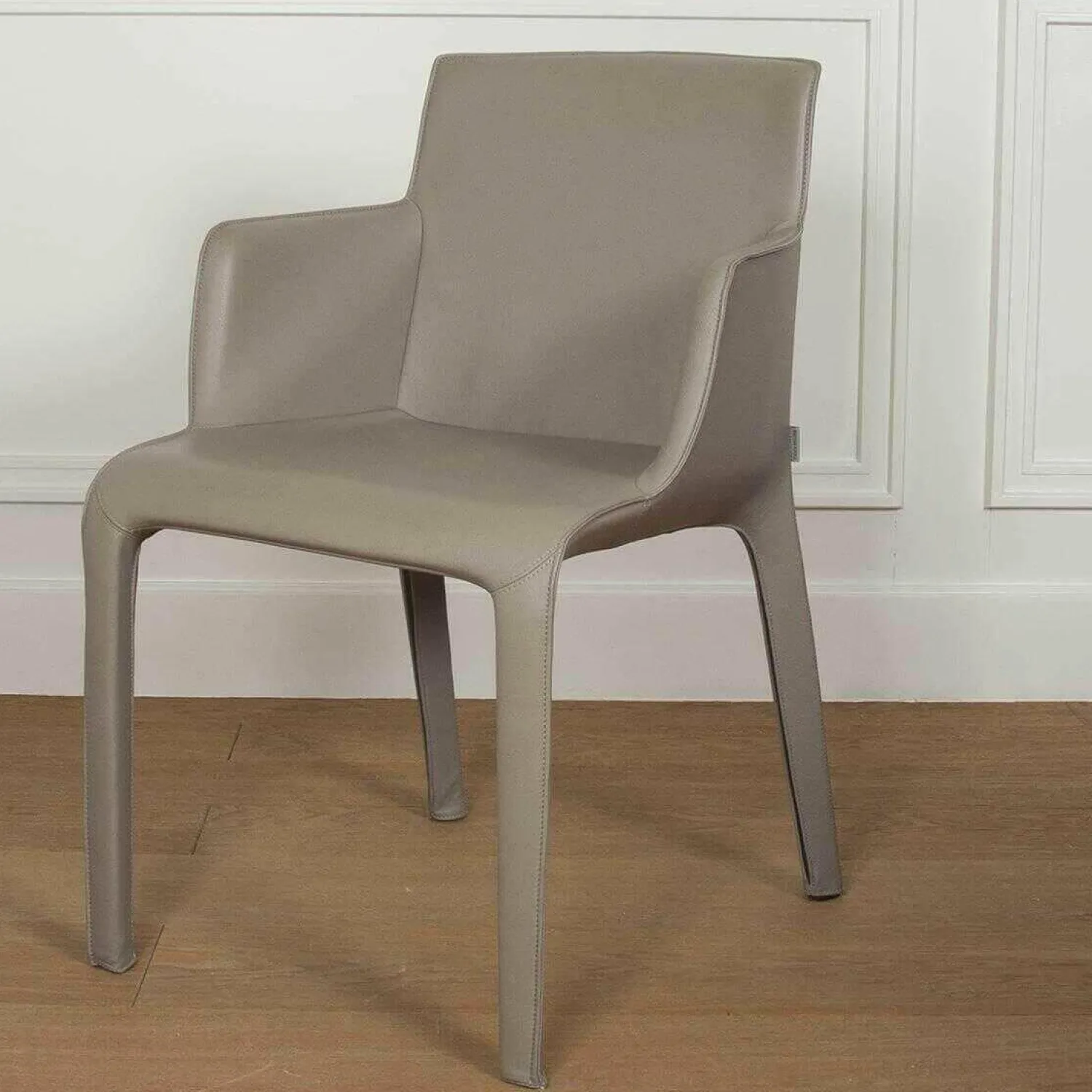 Walter Knoll Einzelstühle|Stuhl Gio Leder Torro Stone mit Armlehnen