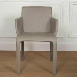 Walter Knoll Einzelstühle|Stuhl Gio Leder Torro Stone mit Armlehnen