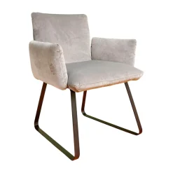 Bielefelder Werkstätten Einzelstühle|Stuhl Heaven Dining Mit Armlehnen Stoff City Velvet Reloaded Grau Kufe Metall Schwarz