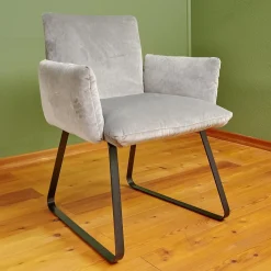Bielefelder Werkstätten Einzelstühle|Stuhl Heaven Dining Mit Armlehnen Stoff City Velvet Reloaded Grau Kufe Metall Schwarz
