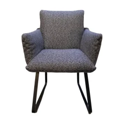 Bielefelder Werkstätten Einzelstühle|Stuhl Heaven Dining Stoff Mara Graphit Grau Gestell Metallkufe Schwarz Mit Armlehne