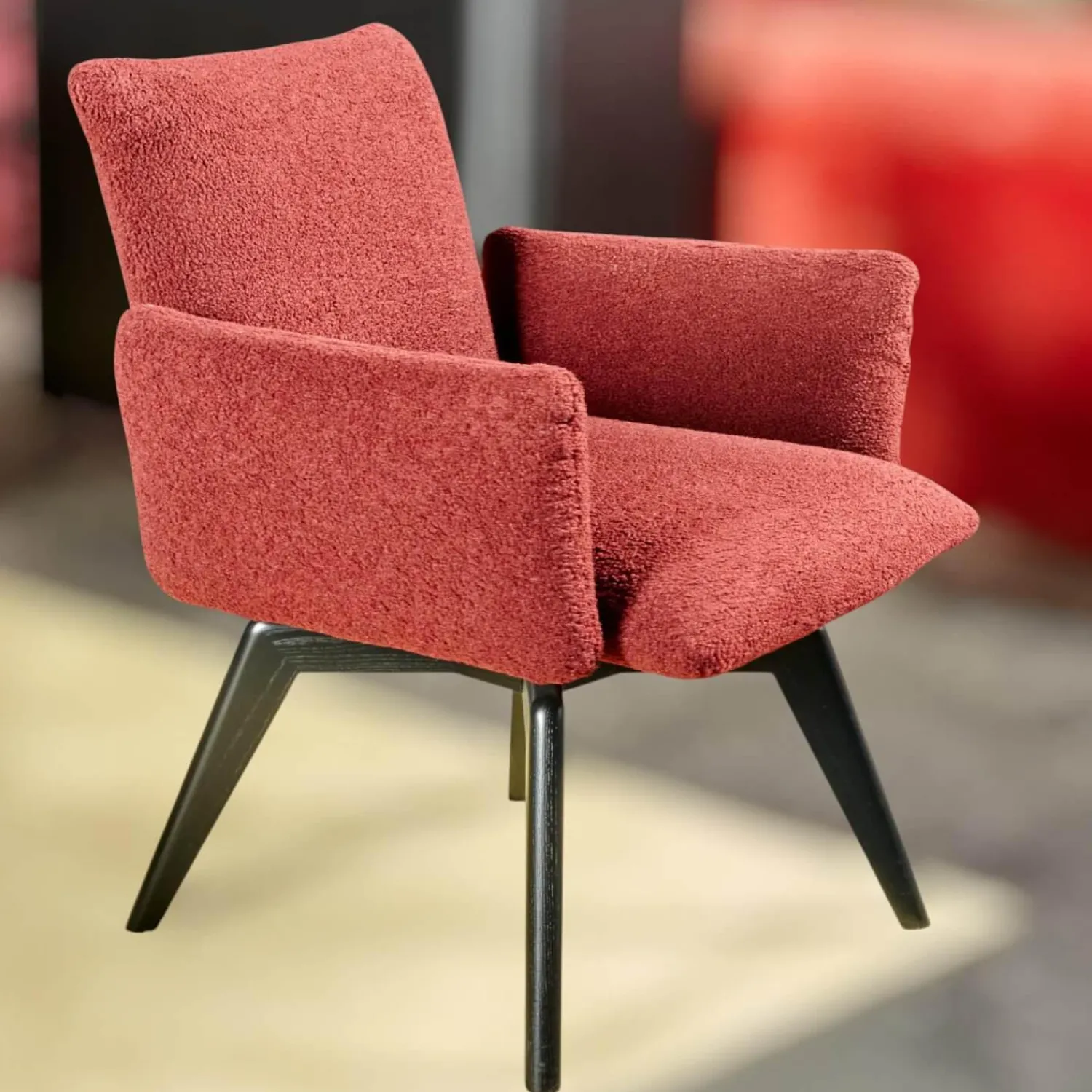 Bielefelder Werkstätten Einzelstühle|Stuhl Heaven Dining XL Stoff Lucie BW1788-111 Rot Holzuntergestell