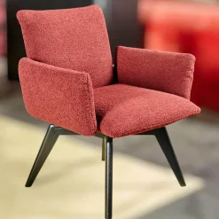 Bielefelder Werkstätten Einzelstühle|Stuhl Heaven Dining XL Stoff Lucie BW1788-111 Rot Holzuntergestell