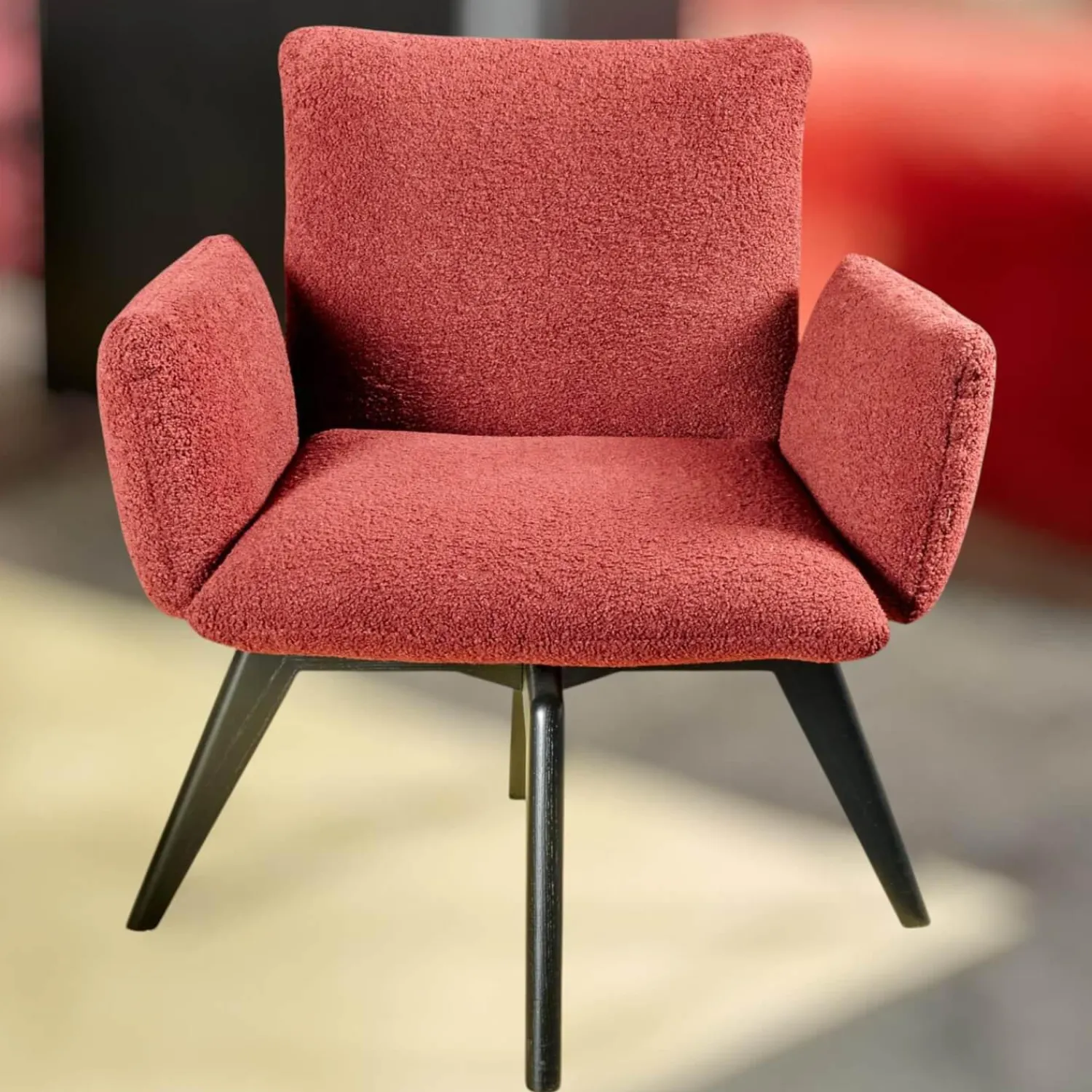 Bielefelder Werkstätten Einzelstühle|Stuhl Heaven Dining XL Stoff Lucie BW1788-111 Rot Holzuntergestell