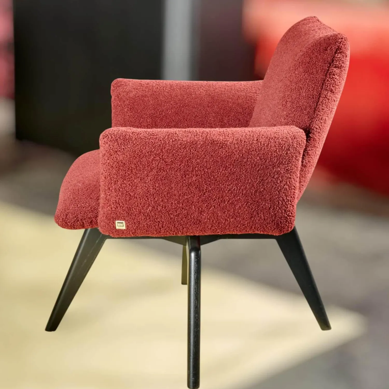 Bielefelder Werkstätten Einzelstühle|Stuhl Heaven Dining XL Stoff Lucie BW1788-111 Rot Holzuntergestell