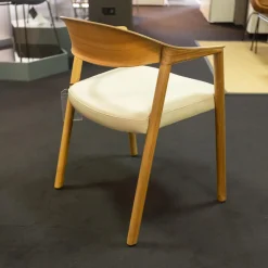 Pedrali Stuhlsets|Einzelstühle|Stuhl Hera Leder PGC Hellgrau Gestell Nussbaum