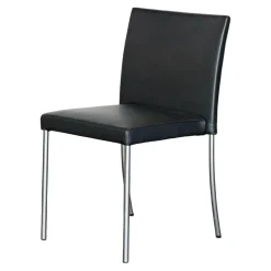 Walter Knoll Einzelstühle|Stuhl Jason Lite 1700 Bezug Leder Select 1300 Schwarz Stahlgestell Velourmatt