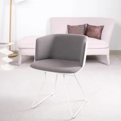 Lapalma Einzelstühle|Stuhl kleiner Sessel Cut Stoff C Hallingdal 65 Grau Gestell Weiß