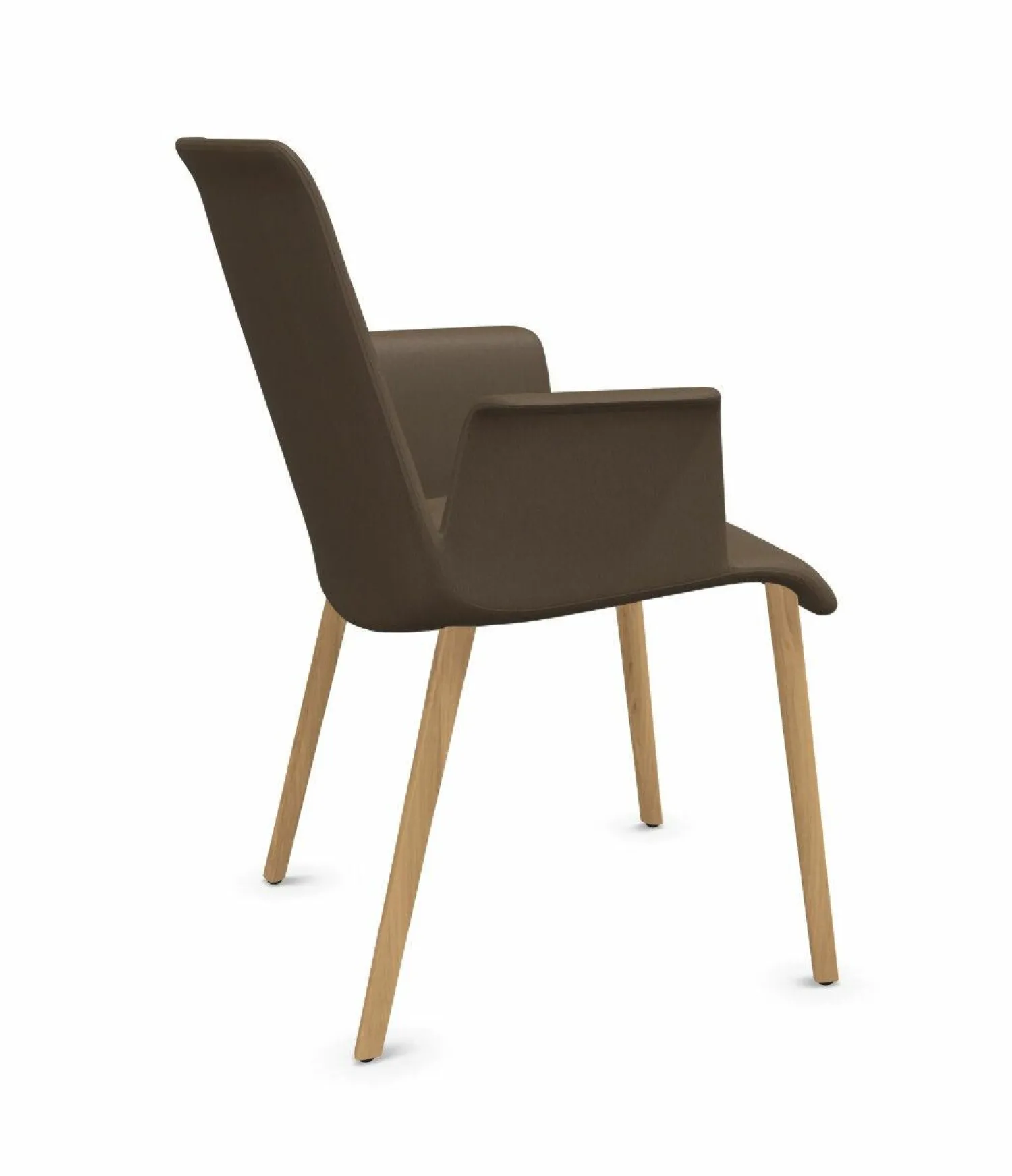 Walter Knoll Einzelstühle|Stuhl Liz Wood Leder Elen 1381 Khaki Braun Gestell Eiche Geräuchert Geölt