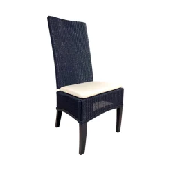 Krüger & Krüger Einzelstühle|Stuhl Lloyd Loom Jock Metalldrahtgestell Mit Kraftpapierumwickelung Blau Mit Kissen Naturweiß Weiß