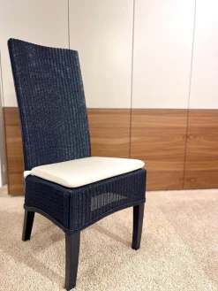 Krüger & Krüger Einzelstühle|Stuhl Lloyd Loom Jock Metalldrahtgestell Mit Kraftpapierumwickelung Blau Mit Kissen Naturweiß Weiß