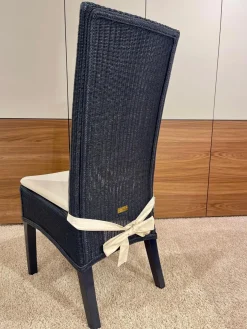 Krüger & Krüger Einzelstühle|Stuhl Lloyd Loom Jock Metalldrahtgestell Mit Kraftpapierumwickelung Blau Mit Kissen Naturweiß Weiß