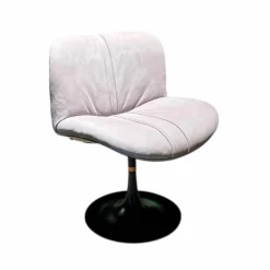 Baxter Einzelstühle|Stuhl Marilyn Leder Kashmir lilas Flieder Grau Gestell Metall Schwarz Lackiert