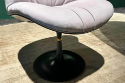 Baxter Einzelstühle|Stuhl Marilyn Leder Kashmir lilas Flieder Grau Gestell Metall Schwarz Lackiert