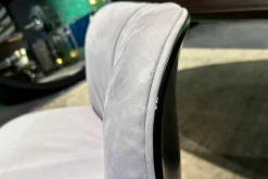 Baxter Einzelstühle|Stuhl Marilyn Leder Kashmir lilas Flieder Grau Gestell Metall Schwarz Lackiert