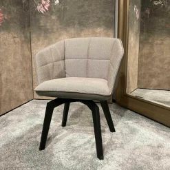 Freifrau Einzelstühle|Stuhl Marla Armchair High Schwarz Eiche Stoffbezug Opera Fango