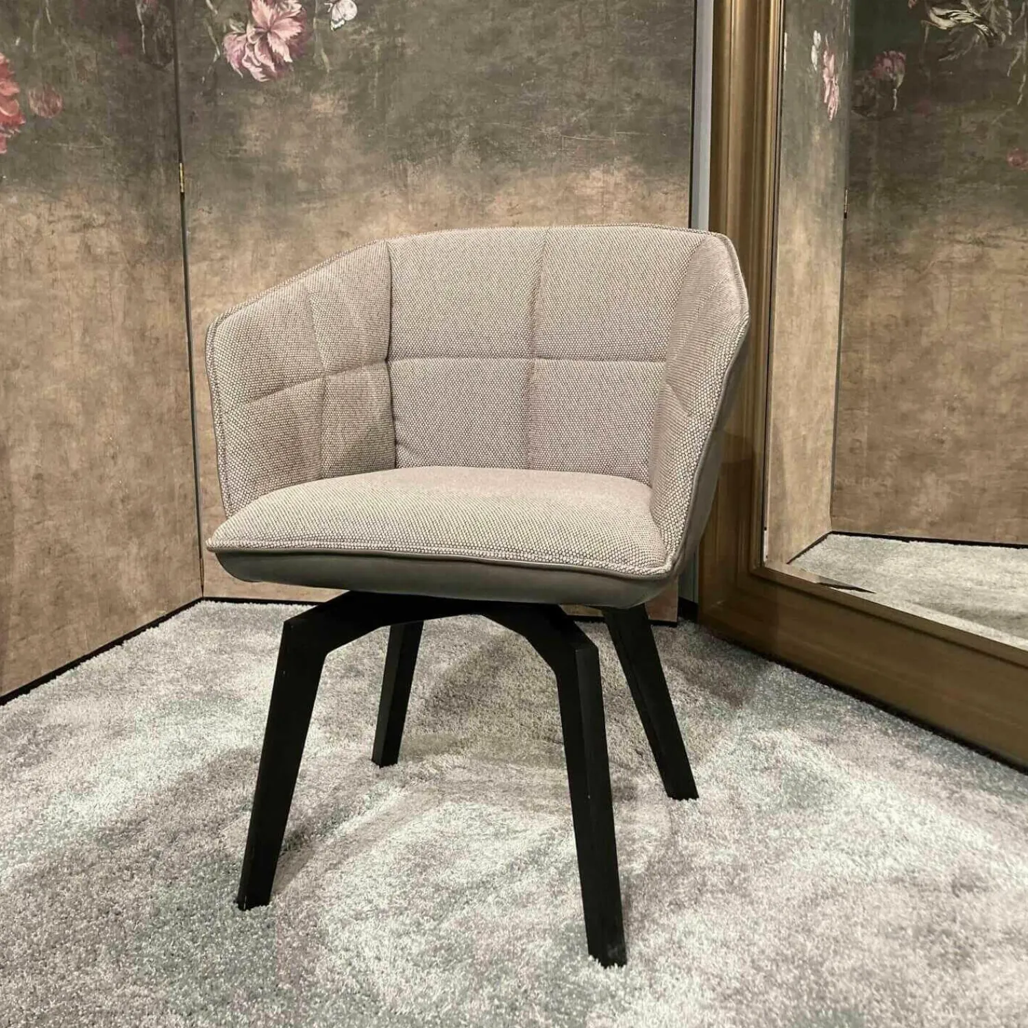 Freifrau Einzelstühle|Stuhl Marla Armchair High Schwarz Eiche Stoffbezug Opera Fango