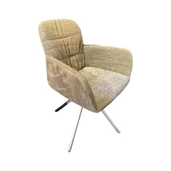 Paul Lindberg Einzelstühle|Stuhl Miro Stoff PG B Bicolor Polsterung Beige Meliert Gestell Drehbar Stativ RAL 7048 Titan Silber Einzelstuhl Ohne Kissen