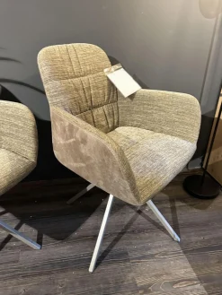 Paul Lindberg Einzelstühle|Stuhl Miro Stoff PG B Bicolor Polsterung Beige Meliert Gestell Drehbar Stativ RAL 7048 Titan Silber Einzelstuhl Ohne Kissen