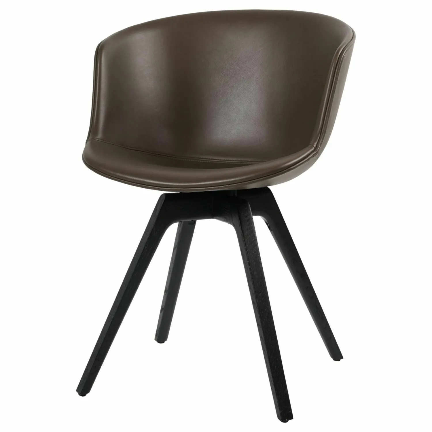 Fredericia Stuhlsets|Stuhl Mono V3 Anilinleder Buttero Marrone Braun Gestell Eiche Schwarz Gebeizt