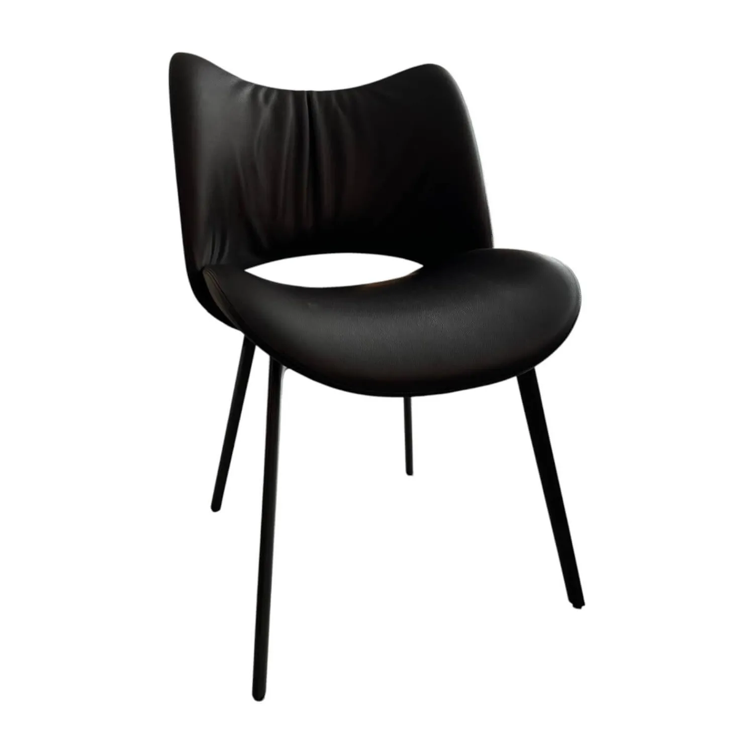 Poltrona Frau Einzelstühle|Stuhl Nice Pelle Leder 29 Ardesia Schwarz Gestell Stahl Schwarz Brüniert