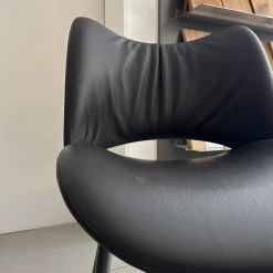 Poltrona Frau Einzelstühle|Stuhl Nice Pelle Leder 29 Ardesia Schwarz Gestell Stahl Schwarz Brüniert