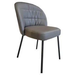 Rolf Benz Einzelstühle|Stuhl Noa 690 Leder 36 Mittel Quarzgrau Füße Umbragrau Lackiert