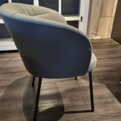 Rolf Benz Einzelstühle|Stuhl Noa 690 Stoff Hell Steingrau Rückschale mit Armteil Leder Mittel Quarzgrau Gestell Umbragrau