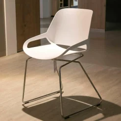 Aeris Einzelstühle|Stuhl Numo 1 Sitzschale Kunststoff Weiß Gestell Chrom Glanz