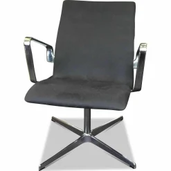 Fritz Hansen Einzelstühle|Stuhl Oxford Classic Stoff Schwarz Gestell Chrom