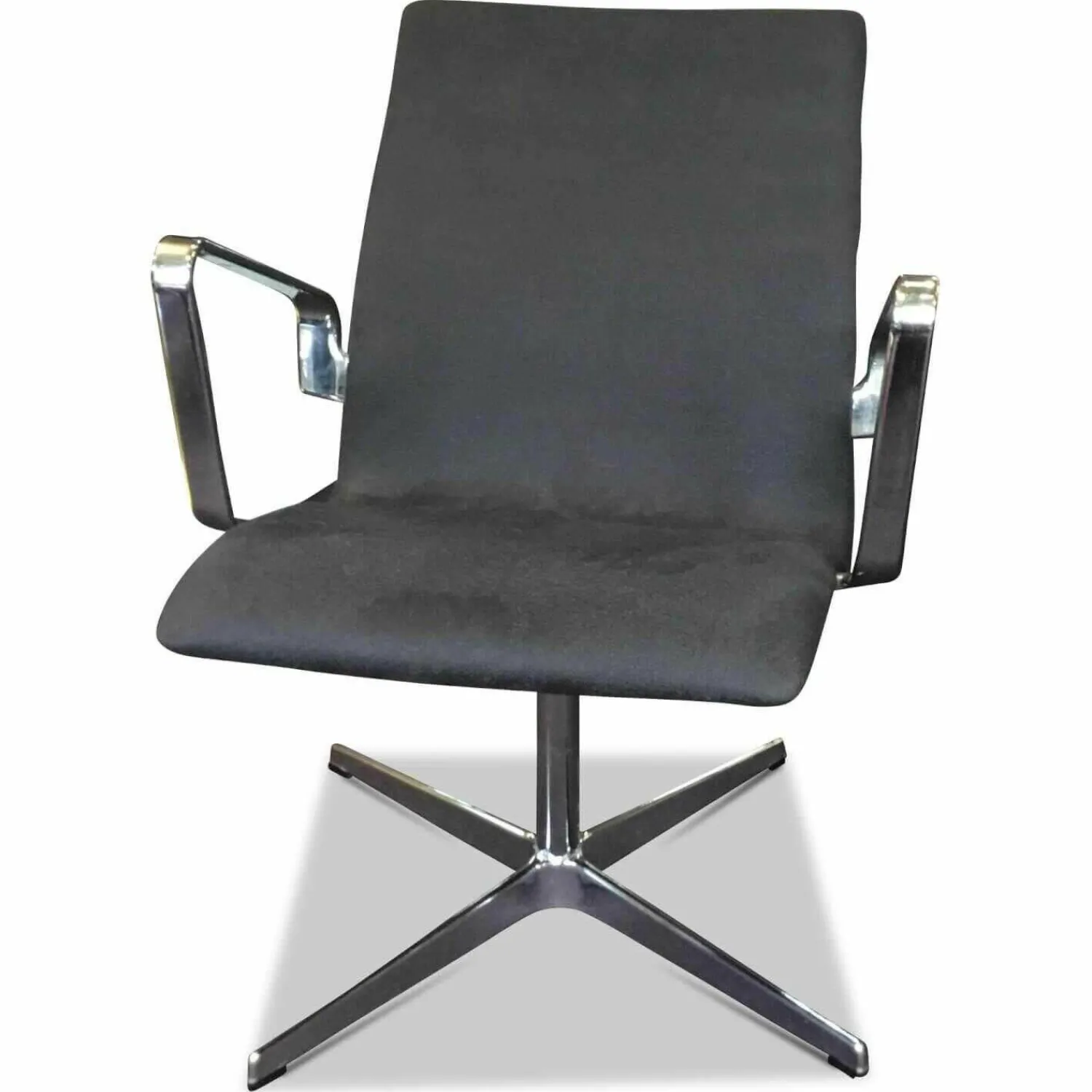 Fritz Hansen Einzelstühle|Stuhl Oxford Classic Stoff Schwarz Gestell Chrom