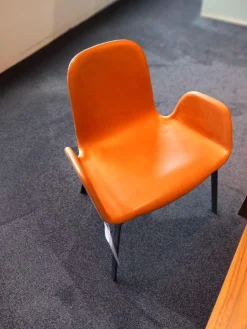 More Einzelstühle|Stuhl Pec Leder Tabak Braun mit Armlehnen