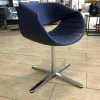 Dauphin Einzelstühle|Stuhl Perillo Leder Dunkelblau Kreuzfuß Verchromt