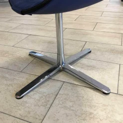 Dauphin Einzelstühle|Stuhl Perillo Leder Dunkelblau Kreuzfuß Verchromt