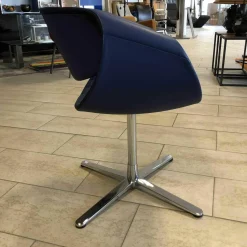 Dauphin Einzelstühle|Stuhl Perillo Leder Dunkelblau Kreuzfuß Verchromt