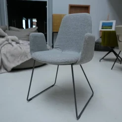 KFF Einzelstühle|Stuhl Plies Stoff Hallingdal 116 Weiß-Grau Drahtkufengestell Eisenblank M15