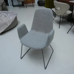 KFF Einzelstühle|Stuhl Plies Stoff Hallingdal 116 Weiß-Grau Drahtkufengestell Eisenblank M15