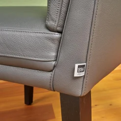 Bielefelder Werkstätten Einzelstühle|Stuhl Polo Dining Leder Normandie Graphit Grau Gestell Eiche Schwarz Gebeizt