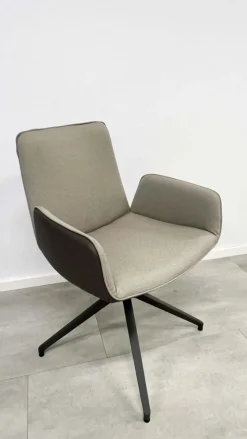 Hülsta Einzelstühle|Stuhl S 700 Leder 5123 Braun-schwarz Stoff 4204 Braunbeige